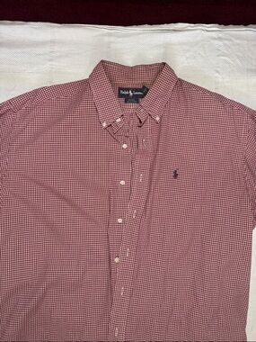 Ralph Lauren, men, XL, Red and White Gingham Button-Down Shirt